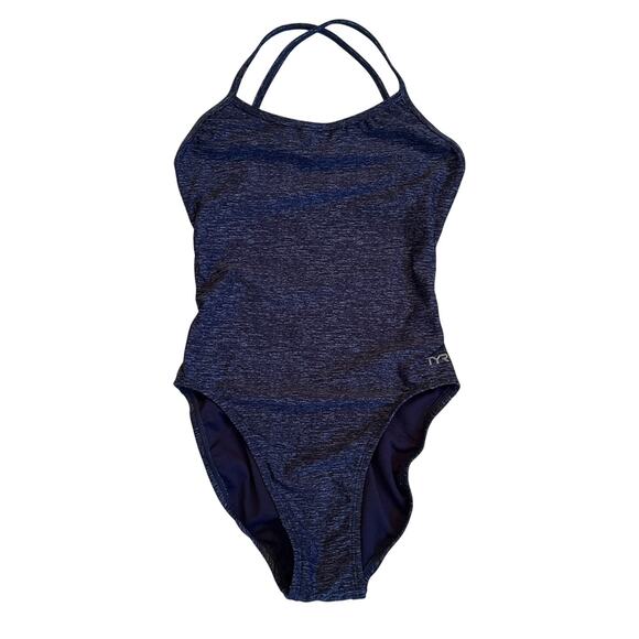 TYR Women's Standard Durafast One Trinityfit Swimsuit Lapped Navy Blue Size 32 - Picture 1 of 8